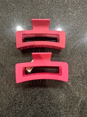 Bundle Pink Rectangle Hair Claw Clips- Women's Accessory